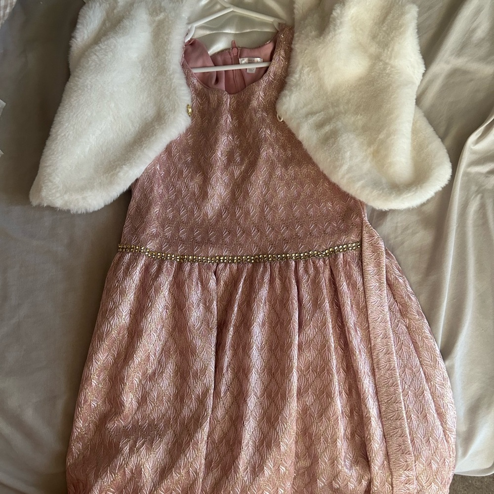 Tahari Pink and Gold Dress